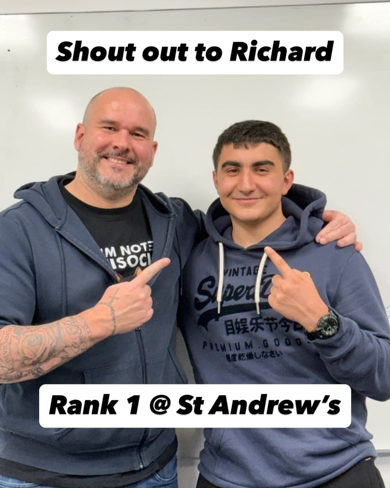 Shout out to Richard — Rank 1 @ St Andrew’s. Richard with his Sigma tutor.